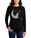 LA POP ART WOMEN'S WORD ART CAT MOON LONG SLEEVE T-SHIRT