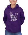 LA POP ART WOMEN'S WORD ART CAT PAWS HOODED SWEATSHIRT