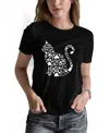 LA POP ART WOMEN'S WORD ART CAT PAWS T-SHIRT