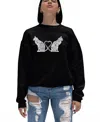 LA POP ART WOMEN'S WORD ART CAT TAIL HEART CREWNECK SWEATSHIRT