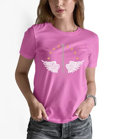 La Pop Art Women's Word Art Country Female Singers T-shirt In Pink