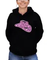 La Pop Art Women's Word Art Cowgirl Hat Hooded Sweatshirt In Black