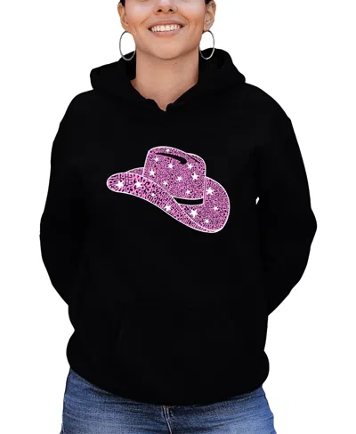 La Pop Art Women's Word Art Cowgirl Hat Hooded Sweatshirt In Black