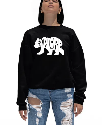 La Pop Art Women's Word Art Explore Crewneck Sweatshirt In Black