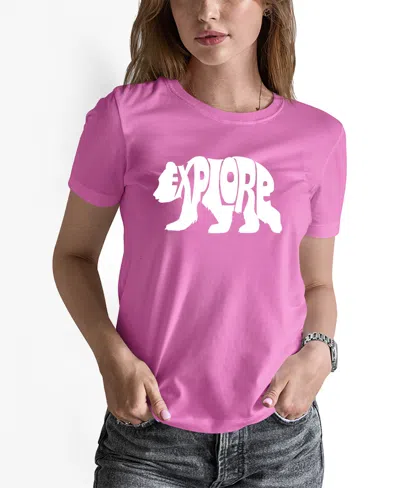La Pop Art Women's Word Art Explore T-shirt In Pink