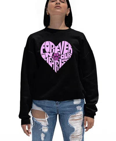 La Pop Art Women's Word Art Forever In Our Hearts Crewneck Sweatshirt In Black