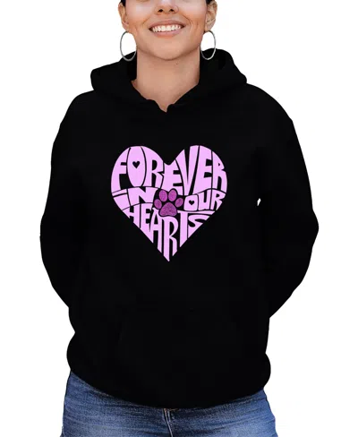 La Pop Art Women's Word Art Forever In Our Hearts Hooded Sweatshirt In Black
