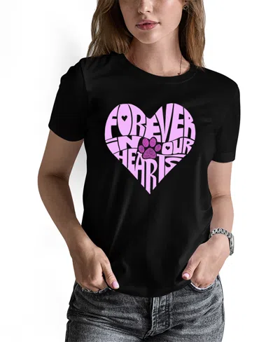 La Pop Art Women's Word Art Forever In Our Hearts T-shirt In Black