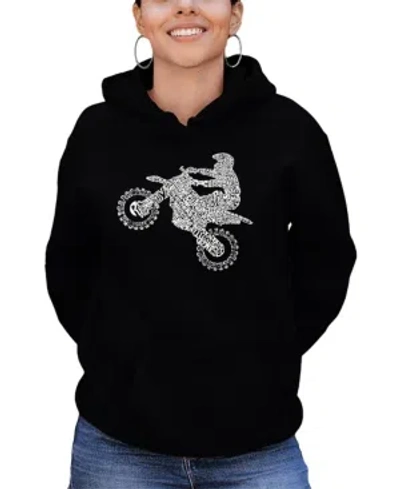 La Pop Art Women's Word Art Freestyle Motocross Hooded Sweatshirt In Black