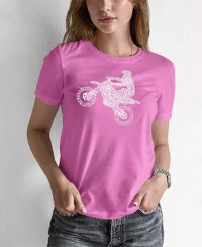 La Pop Art Women's Word Art Freestyle Motocross T-shirt In Pink