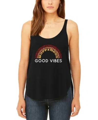 La Pop Art Women's Word Art Good Vibes Flowy Tank Top In Black