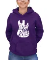 La Pop Art Women's Word Art Rock And Roll Guitar Hooded Sweatshirt In Purple