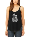 La Pop Art Women's Word Art Rock Guitar Head Flowy Tank Top In Black