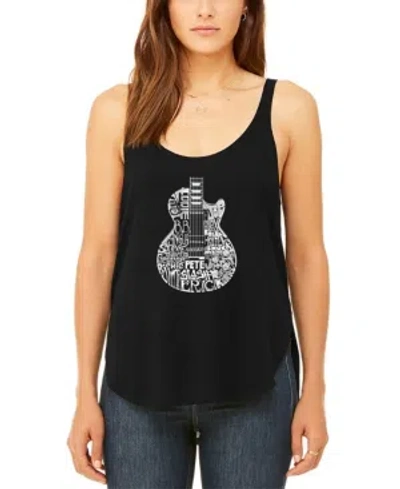 La Pop Art Women's Word Art Rock Guitar Head Flowy Tank Top In Black