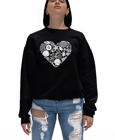 La Pop Art Women's Word Art Seashell Crewneck Sweatshirt In Black