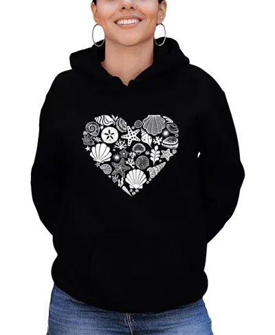 La Pop Art Women's Word Art Seashell Hooded Sweatshirt In Black