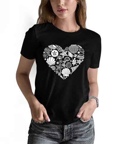 La Pop Art Women's Word Art Seashell T-shirt In Black