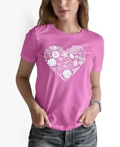La Pop Art Women's Word Art Seashell T-shirt In Pink