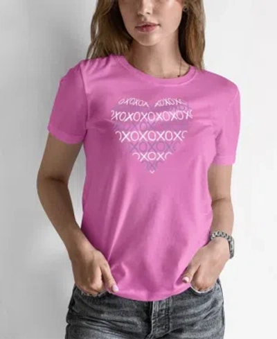 La Pop Art Women's Word Art Xoxo Heart T-shirt In Pink