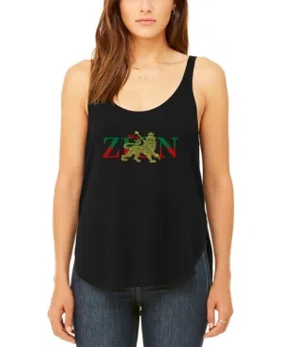 La Pop Art Women's Word Art Zion One Love Flowy Tank Top In Black