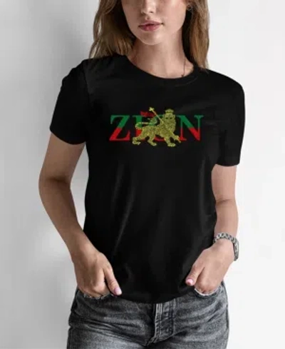 La Pop Art Women's Word Art Zion One Love T-shirt In Black