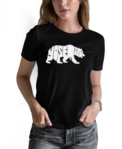 La Pop Art Women's Yosemite Bear Word Art Pullover Top In Black