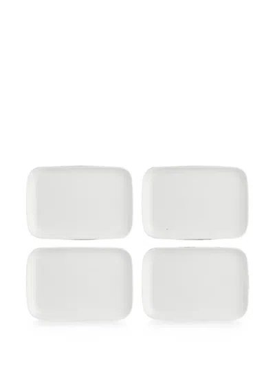 La Porcellana Bianca New Age Rectangular Plates (set Of Four) In White