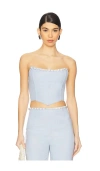 La Porte Birkin Pearl Corset Top In 羊绒蓝