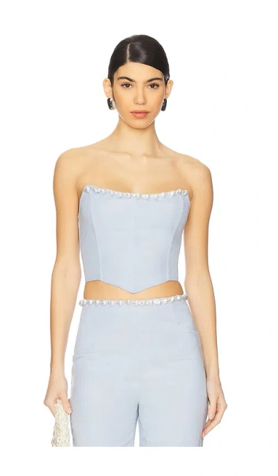 La Porte Birkin Pearl Corset Top In Cashmere Blue