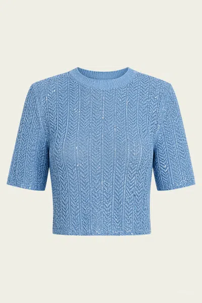 La Porte Carli Baby Tee In Dusty Blue In Black