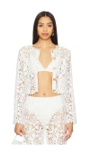 La Porte Coco Button Shirt In 白色蕾丝