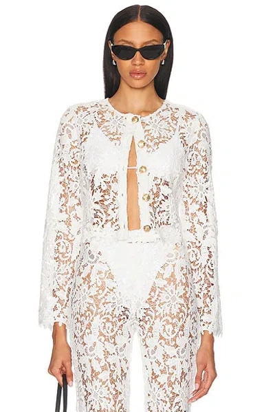 La Porte Coco Lace Button Shirt In White