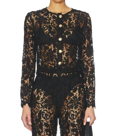 La Porte Coco Lace Cardigan In Black