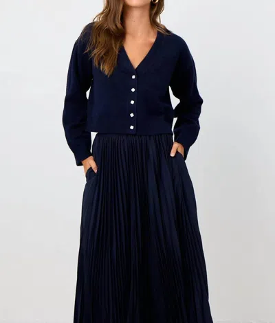 La Porte Cotton Cashmere Knit Summer Cardigan In Blue