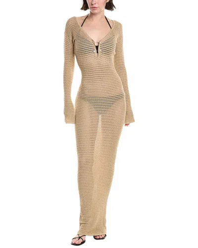 La Porte Crochet Maxi Dress In Neutral