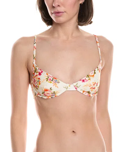 La Porte Emily Underwire Bikini Top In Peach Floral