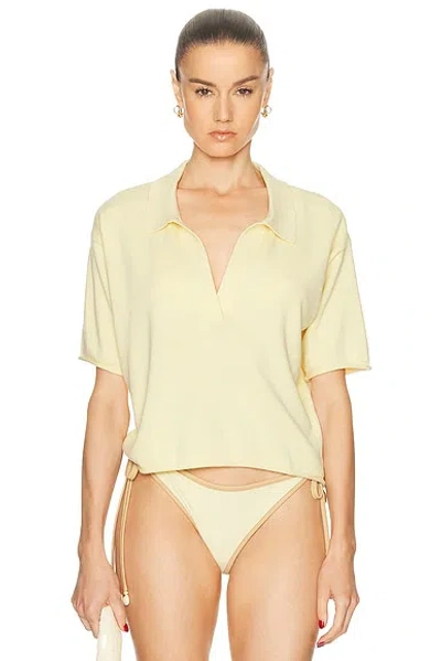 La Porte Josie Boxy Knit Polo Top In Yellow