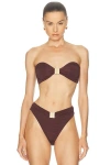 La Porte Kate Bandeau Bikini Top In Brown