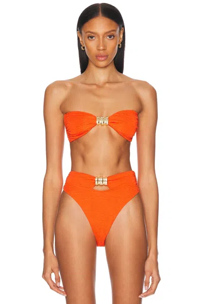 La Porte Kate Bandeau Hardware Bikini Top In Orange