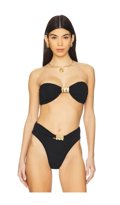 La Porte Kate Bandeau Hardware Bikini Top In Jet Black