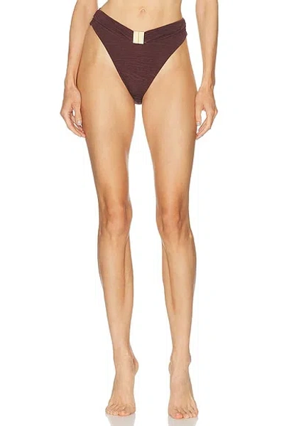 La Porte Kate Pinch Bikini Bottom In Burgundy