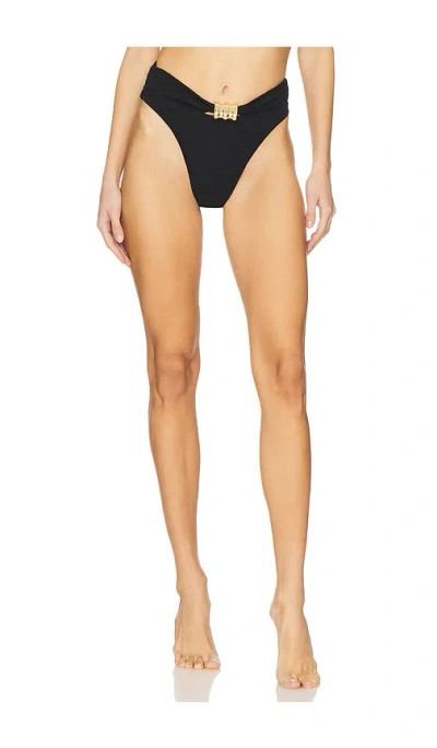 La Porte Kate Pinch Hardware Bikini Bottom In Jet Black