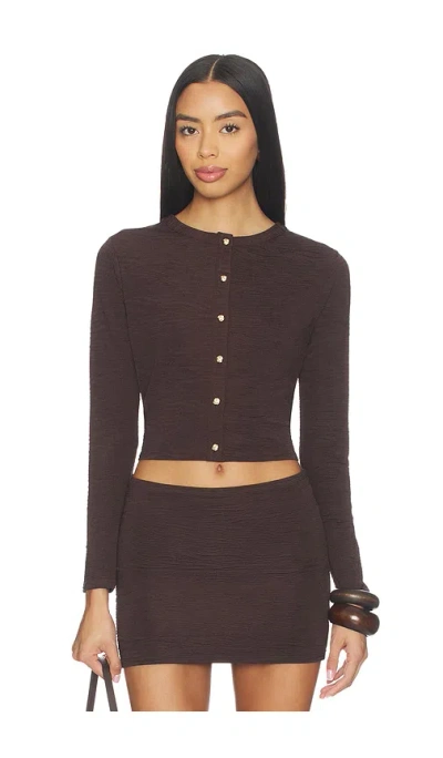 La Porte Lauren Swim Cardigan In Brown