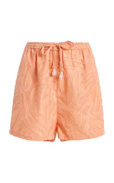 La Porte Margaret Jacquard Shorts In Coral