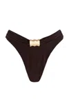 La Porte Kate Pinch Hardware Bikini Bottom In Brown