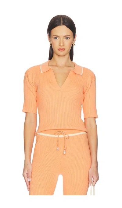 La Porte Odette Knit Polo In Orange