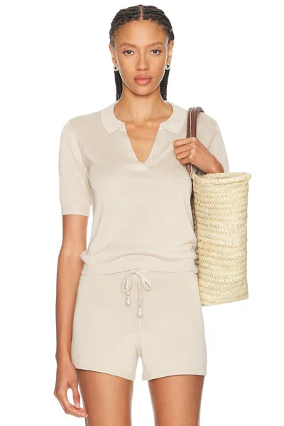 La Porte Odette Knit Polo Top In White