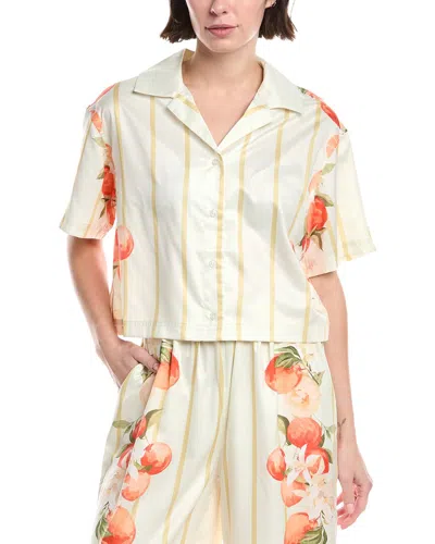 La Porte Ruby Short Sleeve Boxy Shirt In Placement Italian Oranges