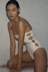 La Porte Stephanie Strapless Textured One-piece Swimsuit In White