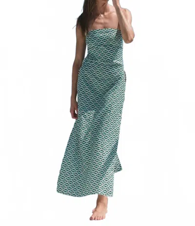 La Porte Velma Maxi Dress In Catamaran Geo In Green